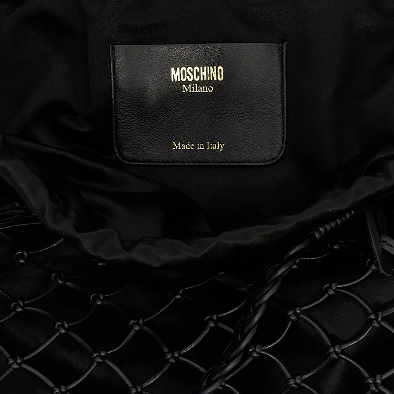 MOSCHINO Nappa Leather Tote Bag, Shopping Bag, Handbag Women's Black-3