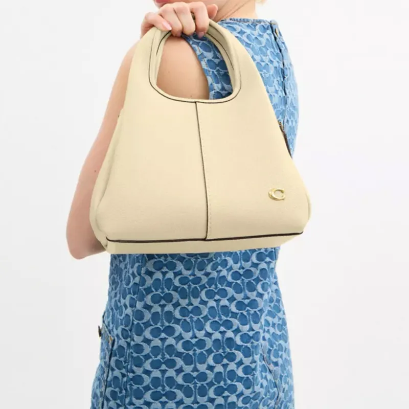 COACH Lana Leather Shoulder Bag, Handbag Medium Size Women's Ecru-5