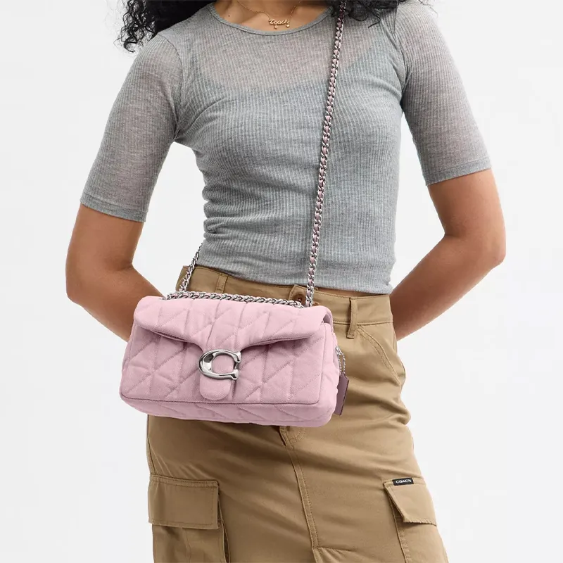 COACH Tabby Leather Crossbody Bag, Shoulder Bag Medium Size Women's Light Pink-6