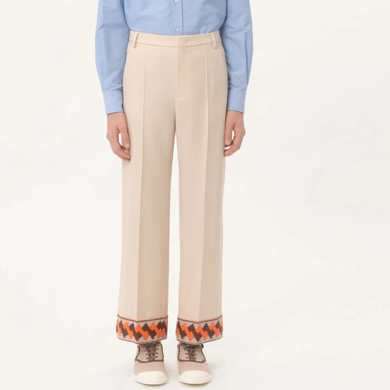 Valentino Pleat Detailed Jacquard Trim Trousers-2