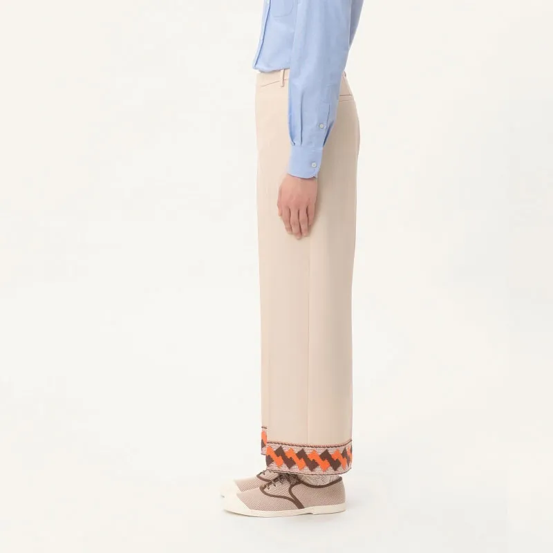 Valentino Pleat Detailed Jacquard Trim Trousers-3