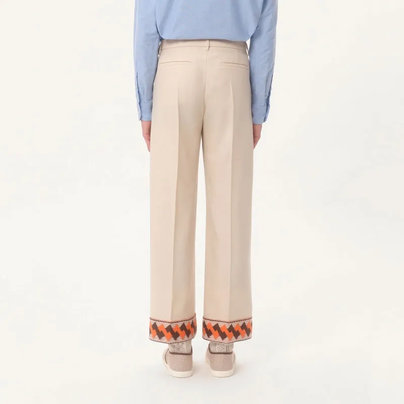 Valentino Pleat Detailed Jacquard Trim Trousers-4