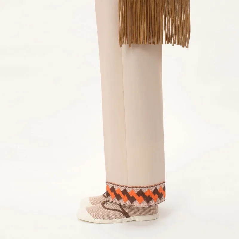 Valentino Pleat Detailed Jacquard Trim Trousers-5