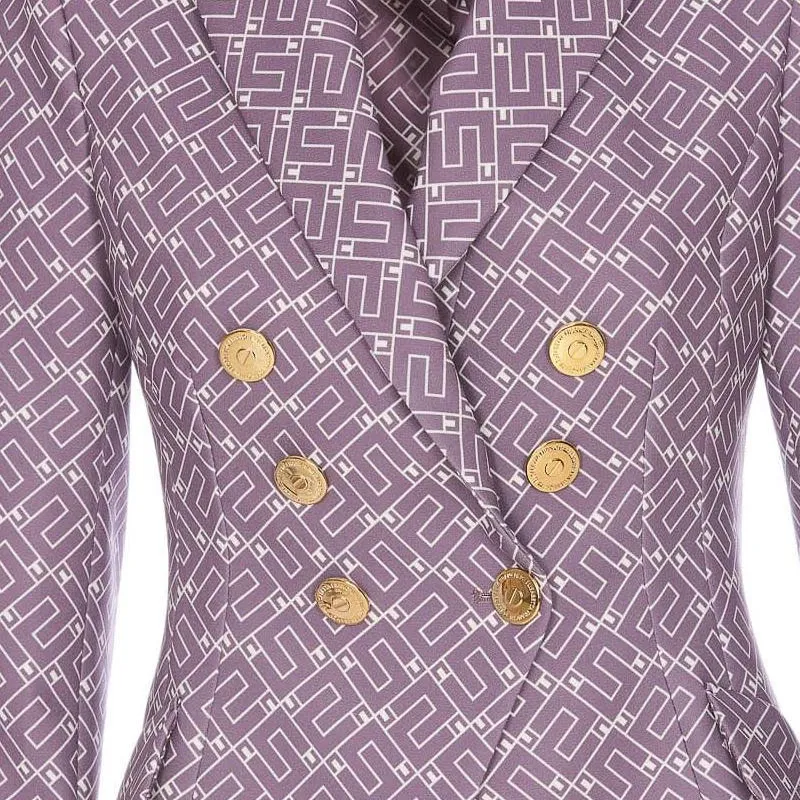 Elisabetta Franchi Monogram Patterned Double-Breasted Blazer-2