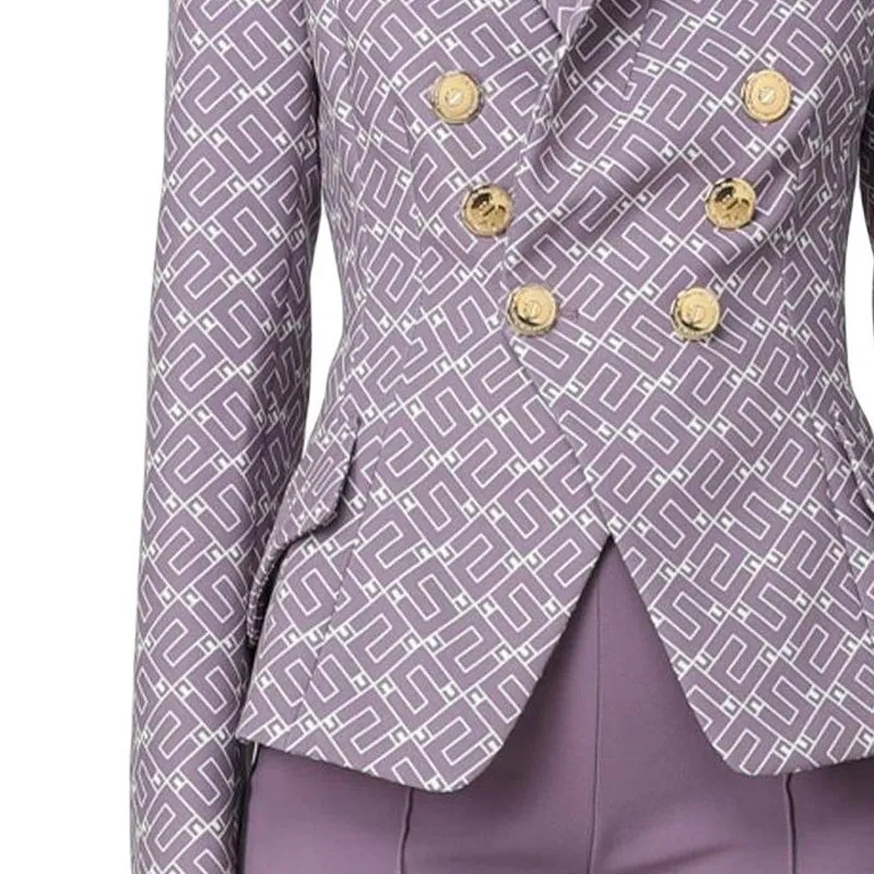Elisabetta Franchi Monogram Patterned Double-Breasted Blazer-4