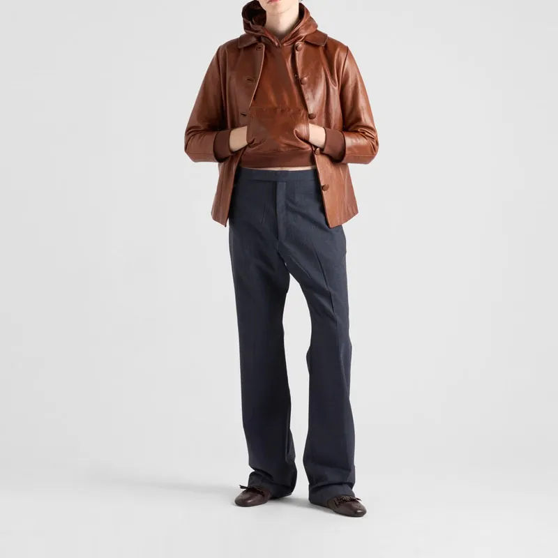 PRADA SS25 Leather Jacket Men's Brown-2
