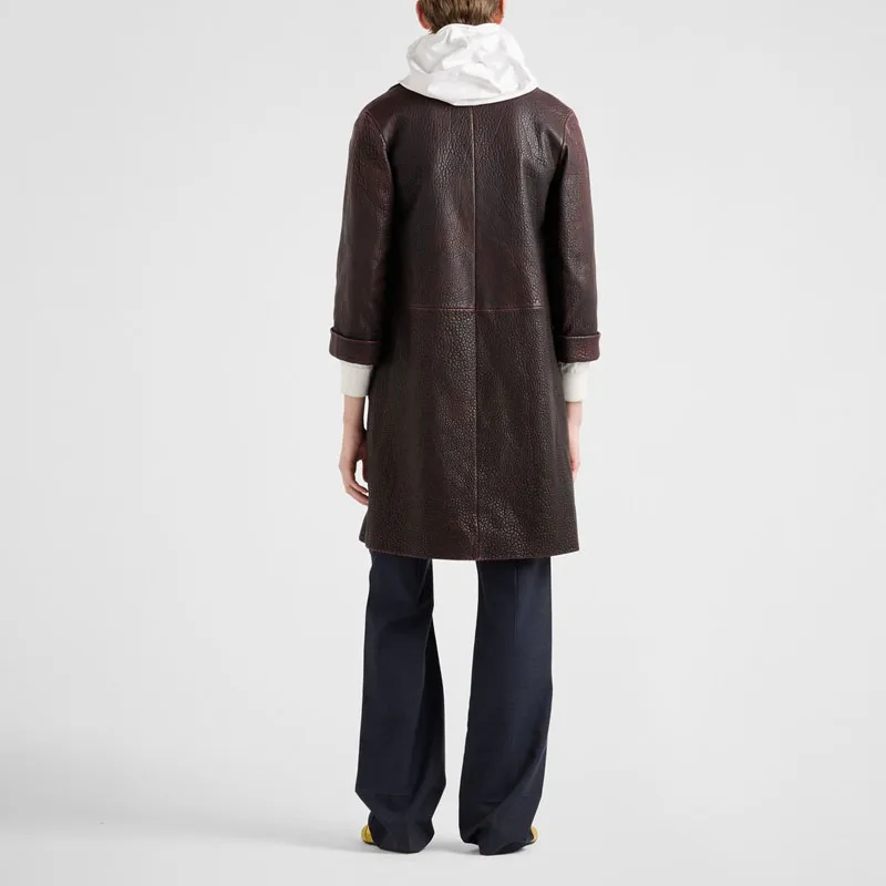 PRADA SS25 Leather Jacket Men's Red Brown-2