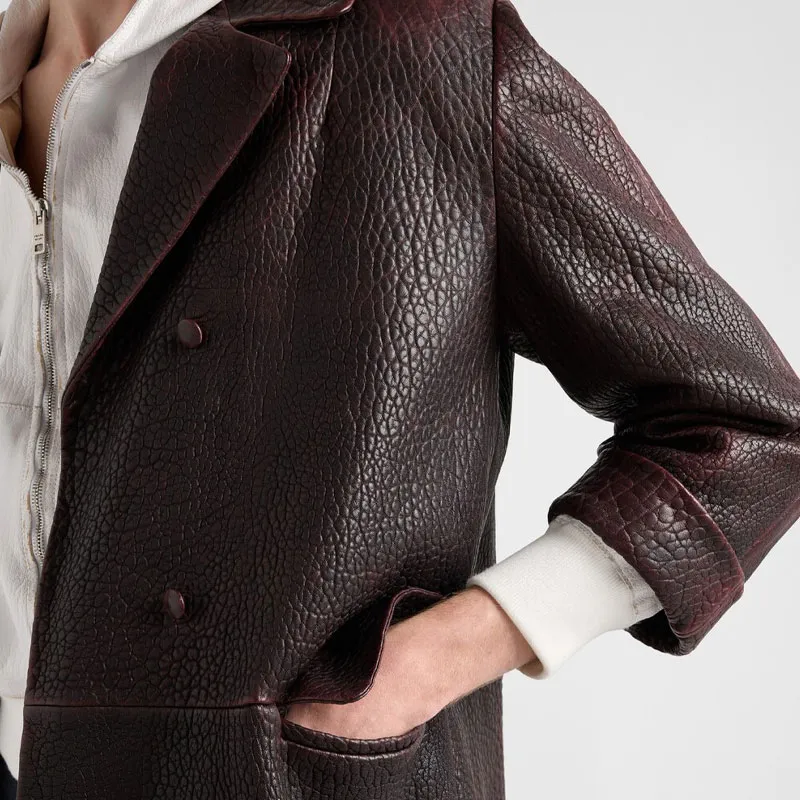 PRADA SS25 Leather Jacket Men's Red Brown-4
