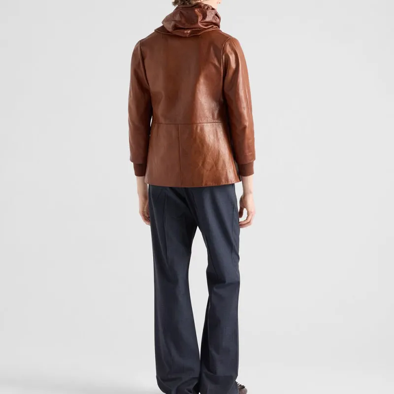 PRADA SS25 Leather Jacket Men's Brown-3