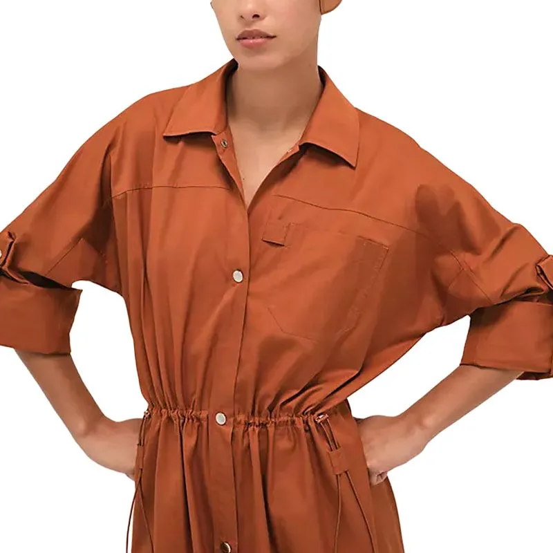 HERMES SS25 Long-Sleeved Dresses Women's Red Brown-1