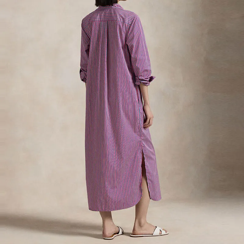 Polo Ralph Lauren SS25 Long-Sleeved Dresses Loose Fit Style Women's Fuchsia-3