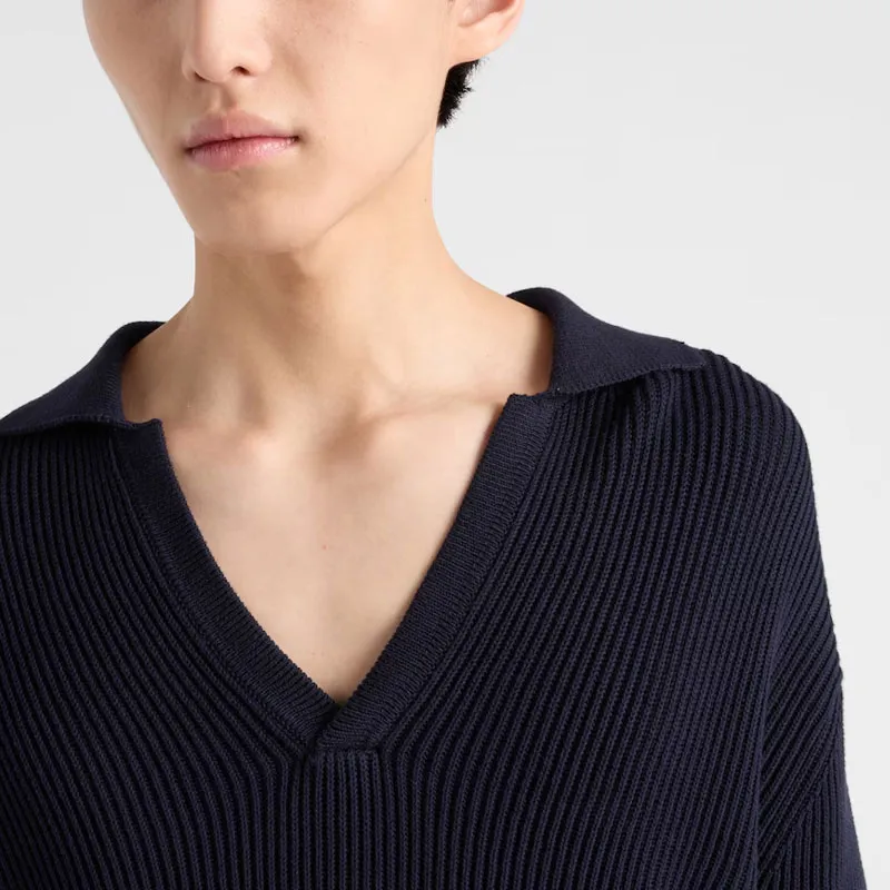 PRADA Ribbed knit Polo Sweater-4