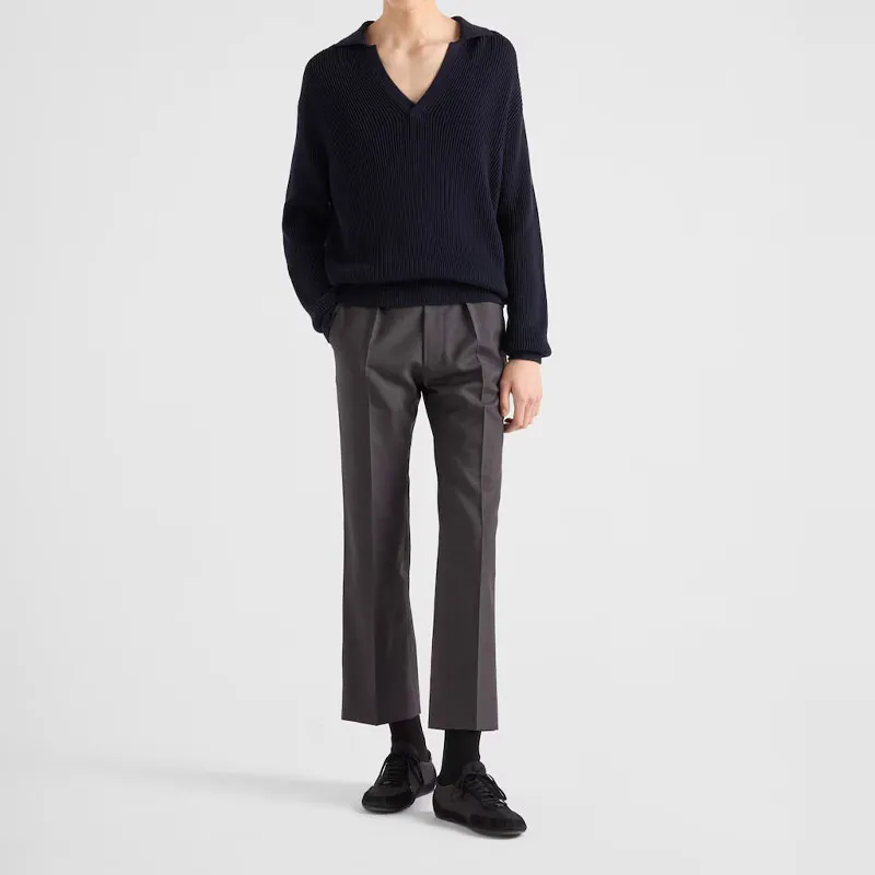 PRADA Ribbed knit Polo Sweater-1