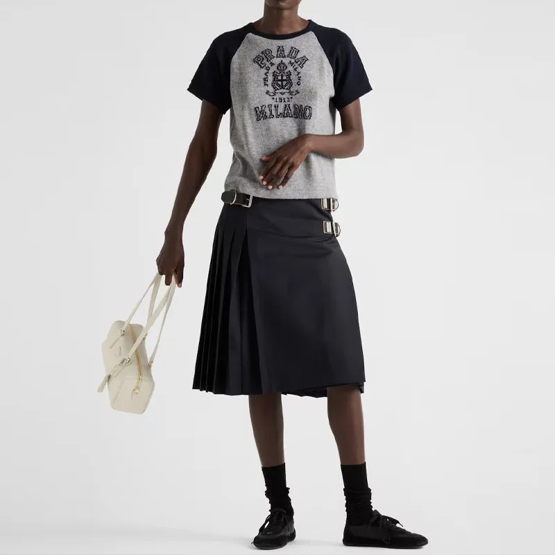 PRADA Logo Detailed Short Sleeved Knitted Top-1