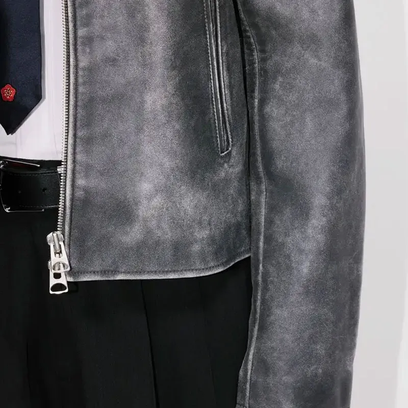 KENZO SS25 Leather Jacket Men's Mist Gray-6
