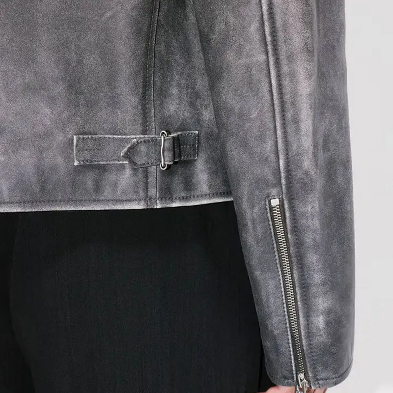 KENZO SS25 Leather Jacket Men's Mist Gray-7