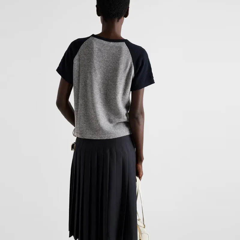 PRADA Logo Detailed Short Sleeved Knitted Top-2