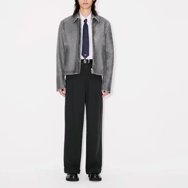 KENZO SS25 Leather Jacket Men's Mist Gray-2
