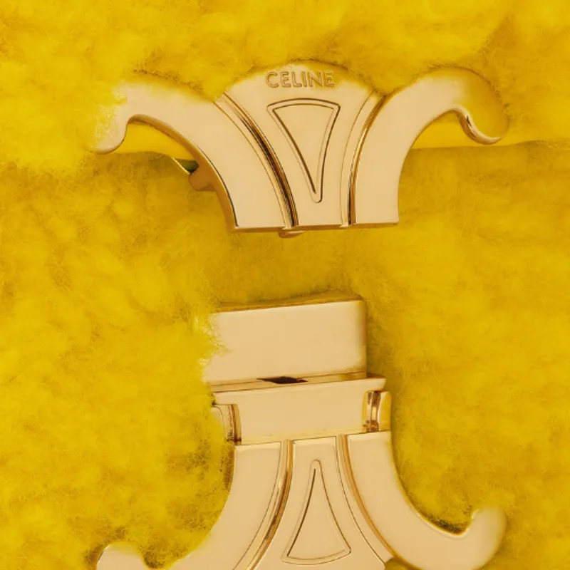 CELINE Triumph Gate Triomphe Wool Shoulder Bag Women's Yellow-4