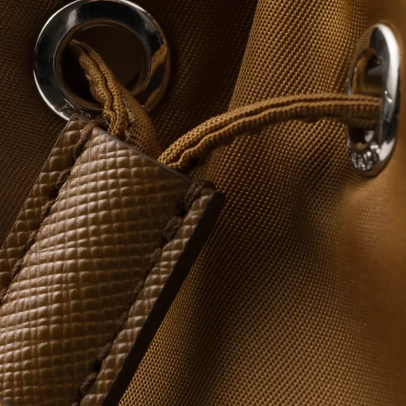 PRADA Re Nylon Fabric Bucket Bag Handbag Trumpets Women's Brandy Brown-4