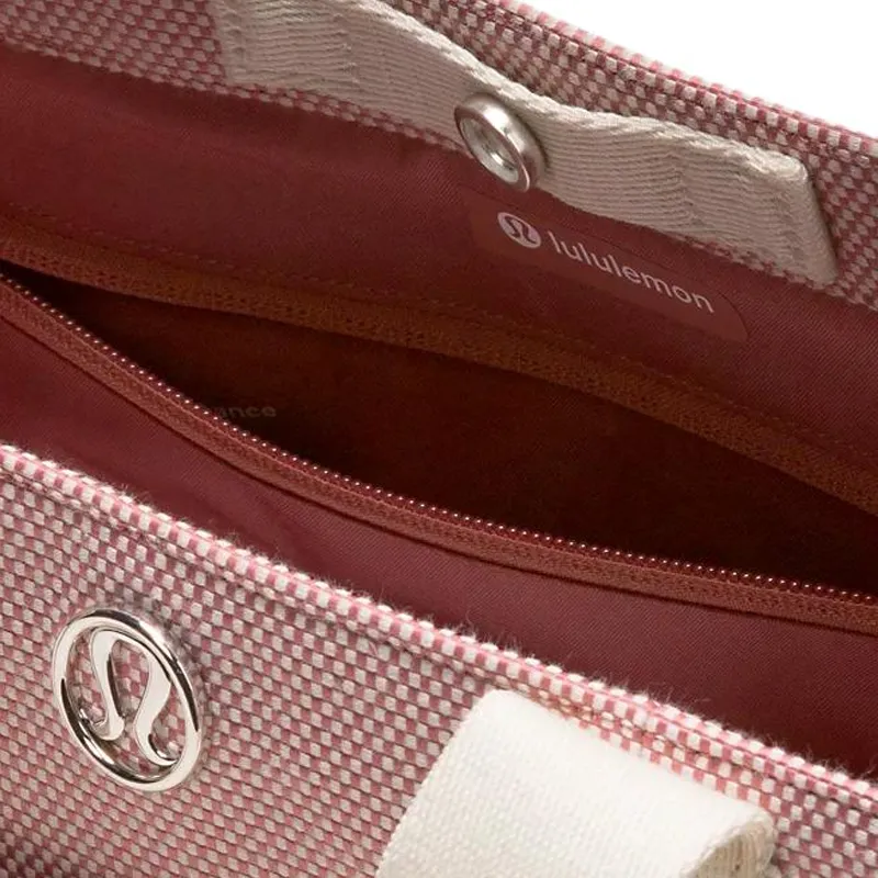 Lululemon Cotton Tote Bag, Shopping Bag, Shoulder Bag, Crossbody Bag, Handbag Mini Women's Pink & White-3