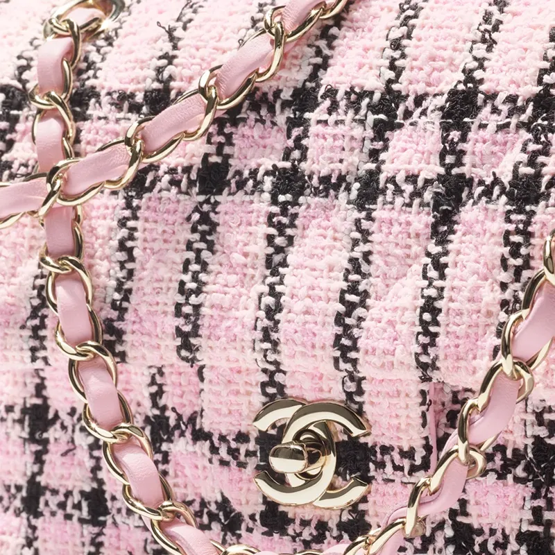 CHANEL Tweed Handbag Shoulder Bags Small Size Women's Pink-2
