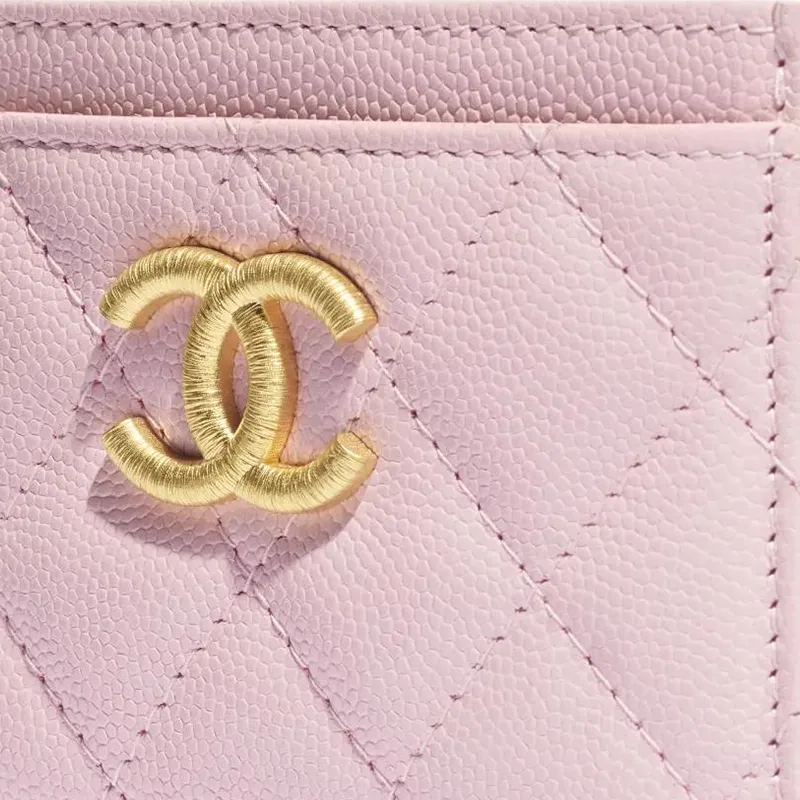 CHANEL Cow Leather Card Holder Women's Light Pink-3