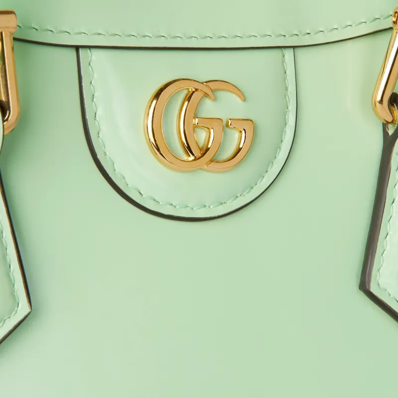 GUCCI Diana Polished Leather Tote Bag, Shopping Bag, Shoulder Bag, Handbag Mini Women's Light Green-5
