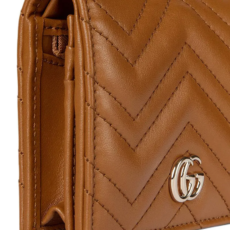 GUCCI GG Marmont Leather Wallet Mini Women's Brown-6