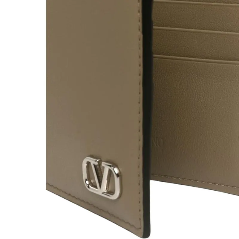 Valentino Calfskin Wallet Men's Khaki-4