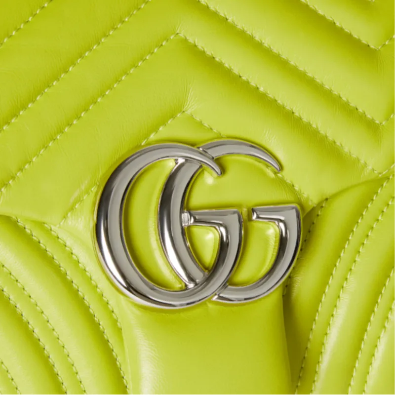 GUCCI GG Marmont Leather Shoulder Bag Medium Size Women's Bright Green-5
