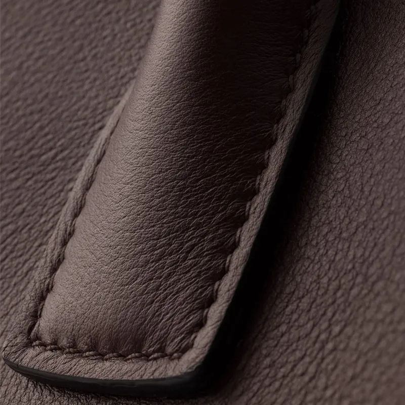 PRADA Calfskin Tote Bag, Shopping Bag, Handbag Tubas Unisex Dark Brown-5