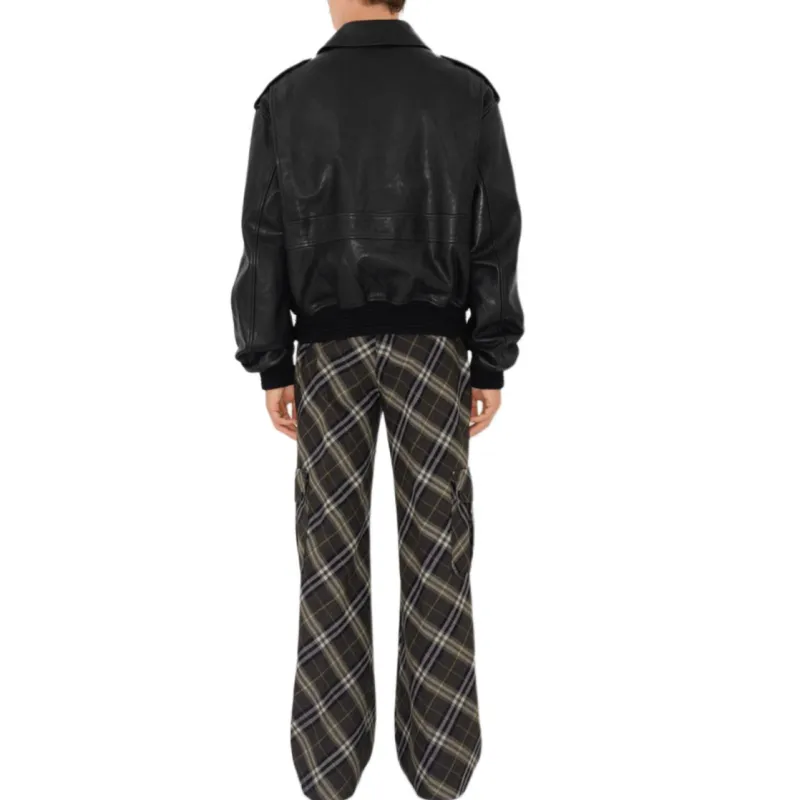 Burberry Checked Wool Tailored Trousers-2