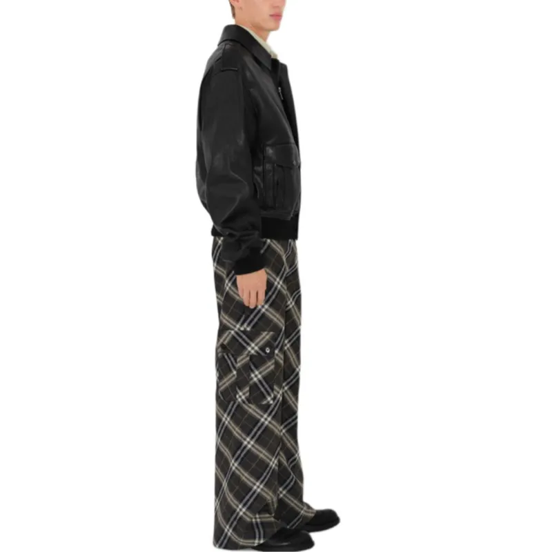 Burberry Checked Wool Tailored Trousers-3