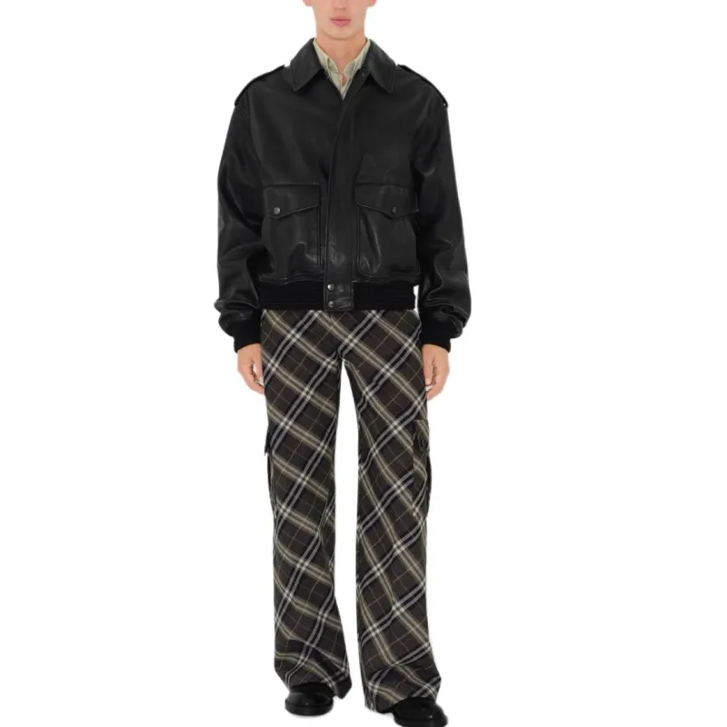 Burberry Checked Wool Tailored Trousers-1