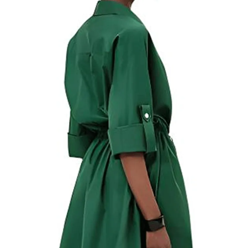 HERMES Long Sleeved Dress Women's Dark Green-2
