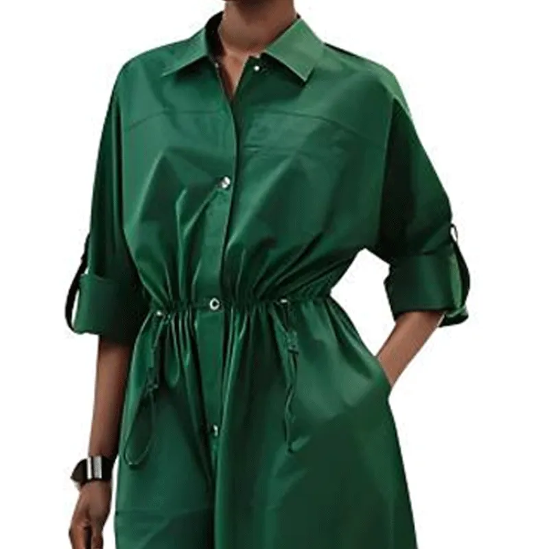 HERMES Long Sleeved Dress Women's Dark Green-1