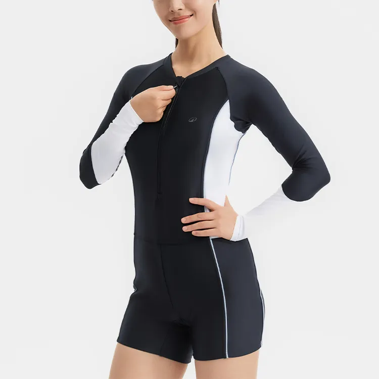 DECATHLON One piece Swimsuit Women's Smoky Black/Snow-1
