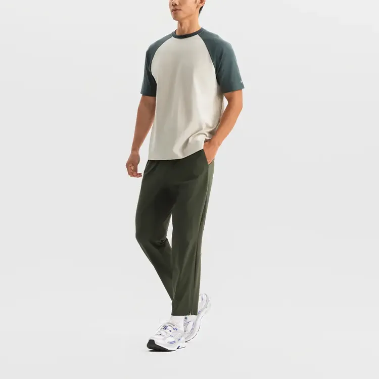 DECATHLON T Shirt Men's Linen Beige/Dark Gray Green-5