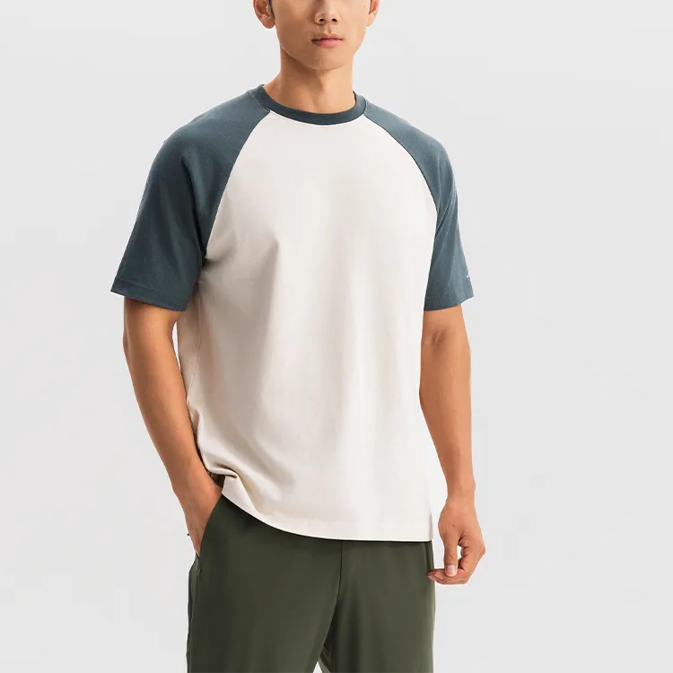 DECATHLON T Shirt Men's Linen Beige/Dark Gray Green-2