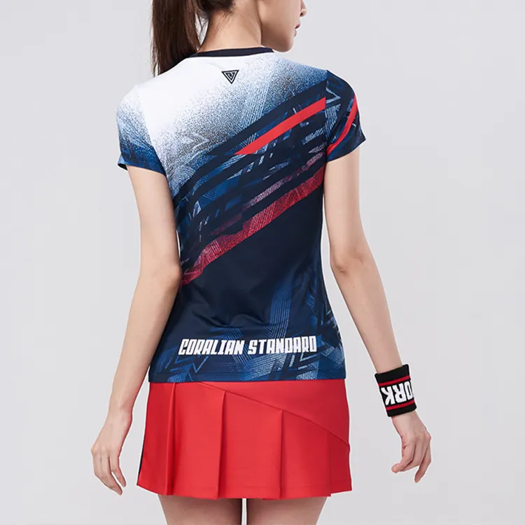 CORALIAN Badminton Jersey Women's Dark Blue/White-2