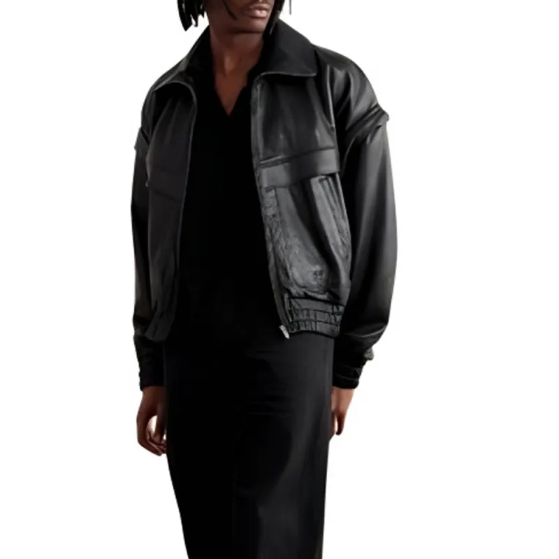SAINT LAURENT Zip-Up High Neck Bomber Jacket-3