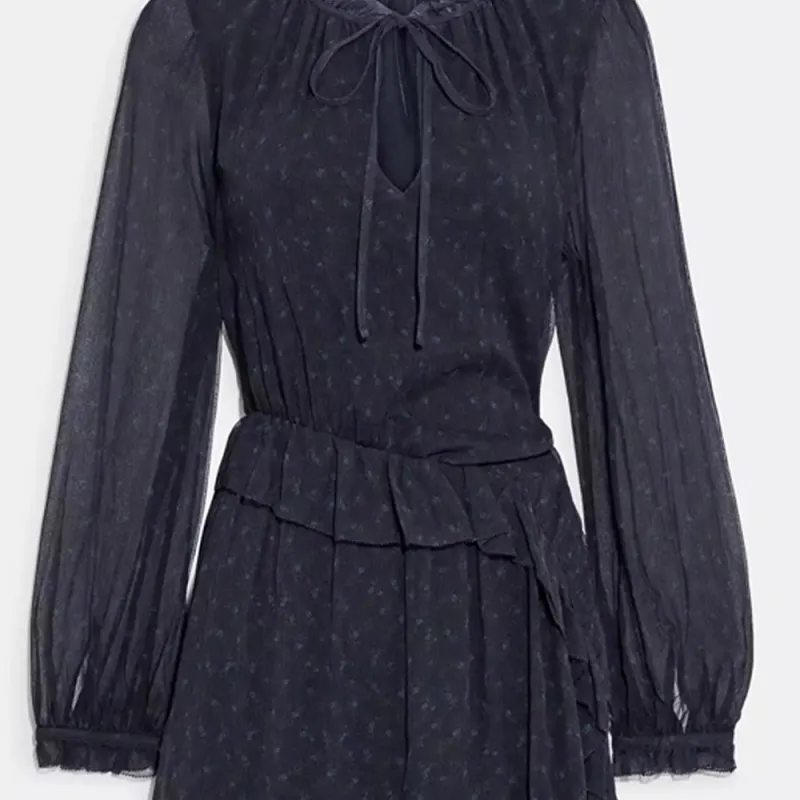 COACH Long Sleeved Dress Women's Marine Blue-3