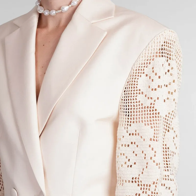 Magda Butrym Lace Crochet Hourglass Blazer-4