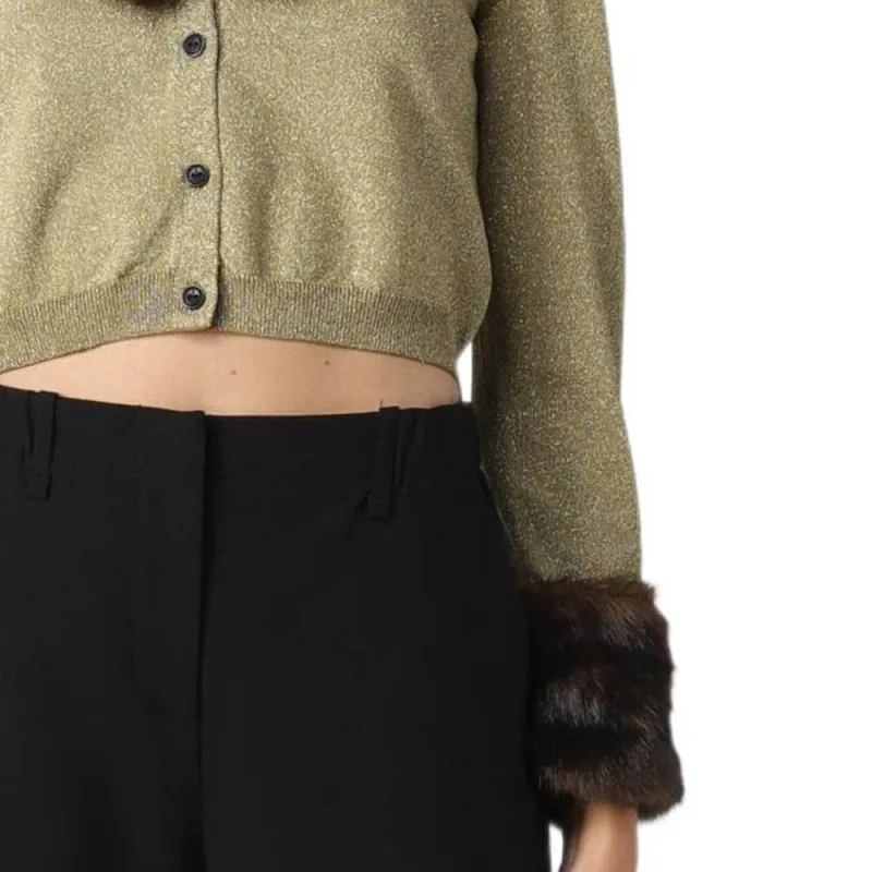 PINKO Faux Fur Detailed Cropped Cardigan-4