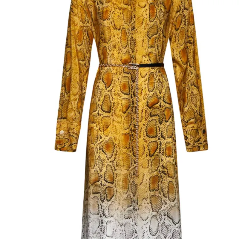 MaxMara Studio Long Sleeved Dress Women's Yellow-4