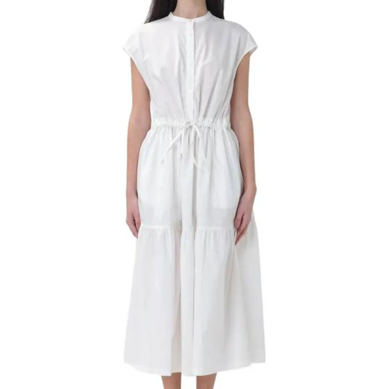 WOOLRICH Button Detailed Drawstring Waist Ruched Dress-1