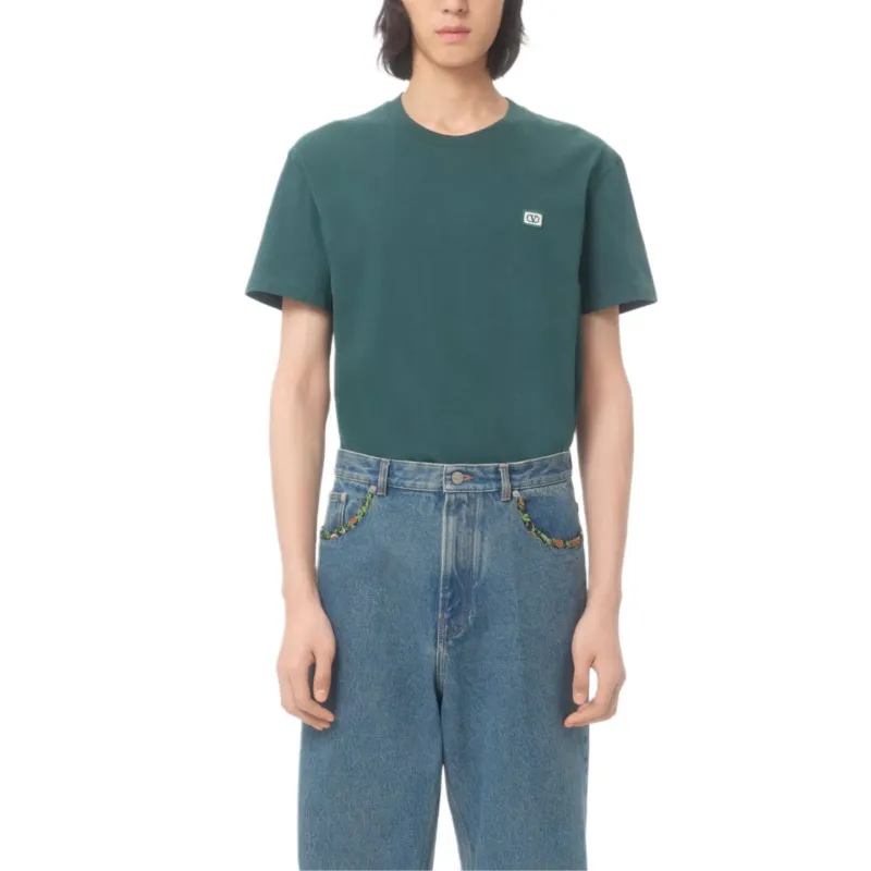 Valentino Vlogo SS25 T Shirt Men's Dark Green-2