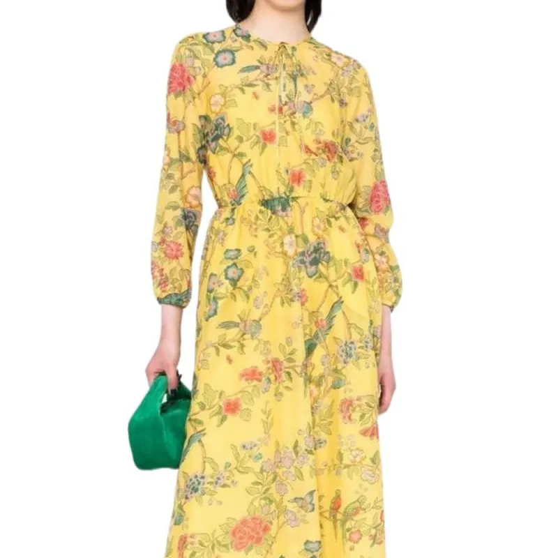 Valentino SS22 Long Sleeved Dress Women's Yellow-4