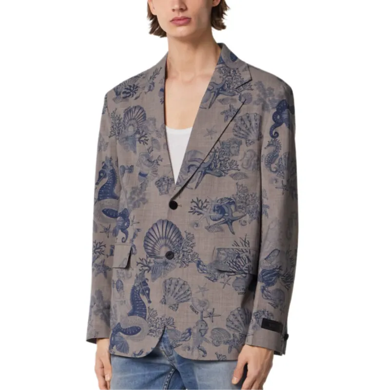 VERSACE Coral Theatre Single breasted Wool Blazer-1